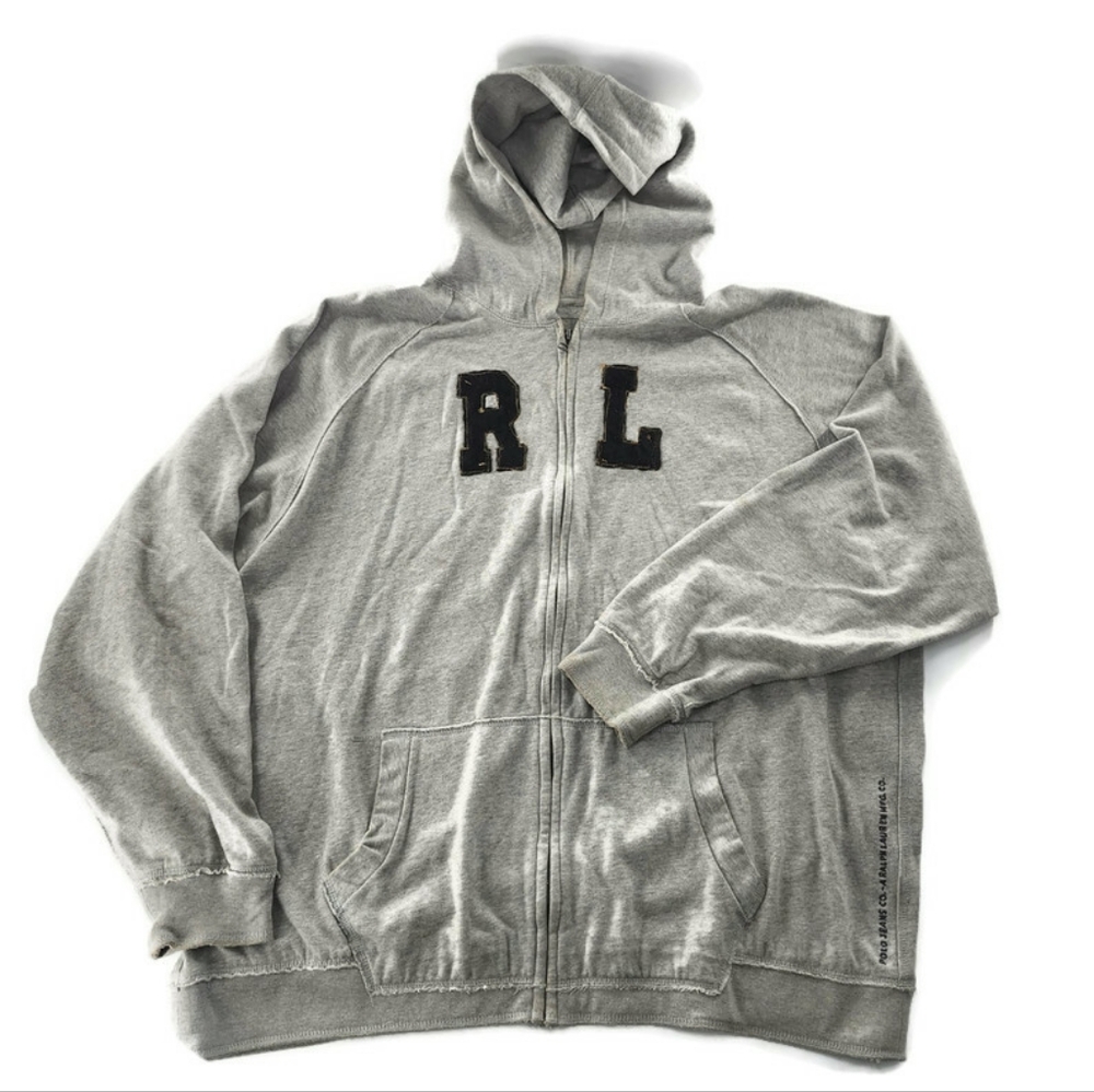 Polo Ralph Lauren Light Grey Full Zip Long Sleeve Sweatshirt Hoodie Size 4XL